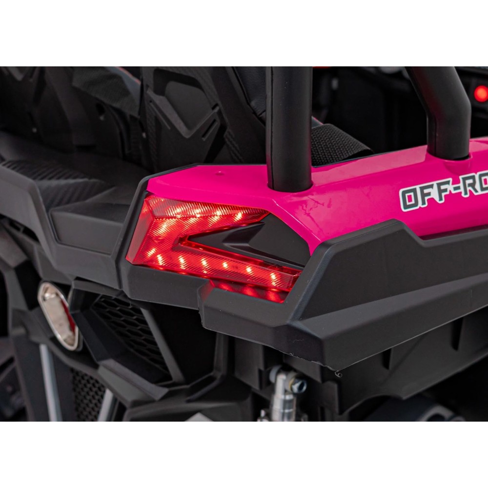JOKO Elektrické autíčko BUGGY UTV X3 Off-Road 24V 4x200W, Dvojmiestne kožené sedadlo, nosnosť 90kg, penové kolesá, ružové