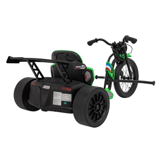 JOKO Elektrické Autíčko Motokára BIKE 21 s Funkciou DRIFTU, nafukovacie koleso, nosnosť 70kg, zelené