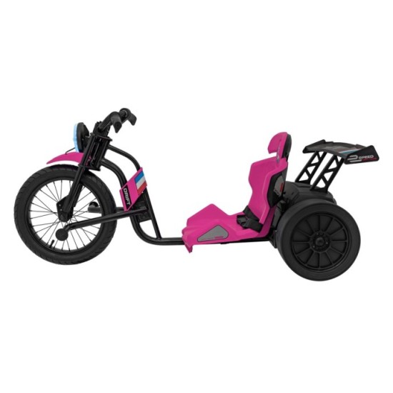 JOKO Elektrické Autíčko Motokára BIKE 21 s Funkciou DRIFTU, nafukovacie koleso, nosnosť 70kg, ružové