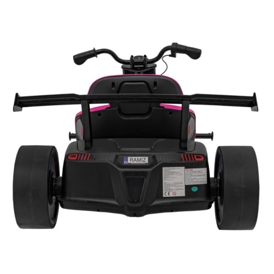 JOKO Elektrické Autíčko Motokára BIKE 21 s Funkciou DRIFTU, nafukovacie koleso, nosnosť 70kg, ružové