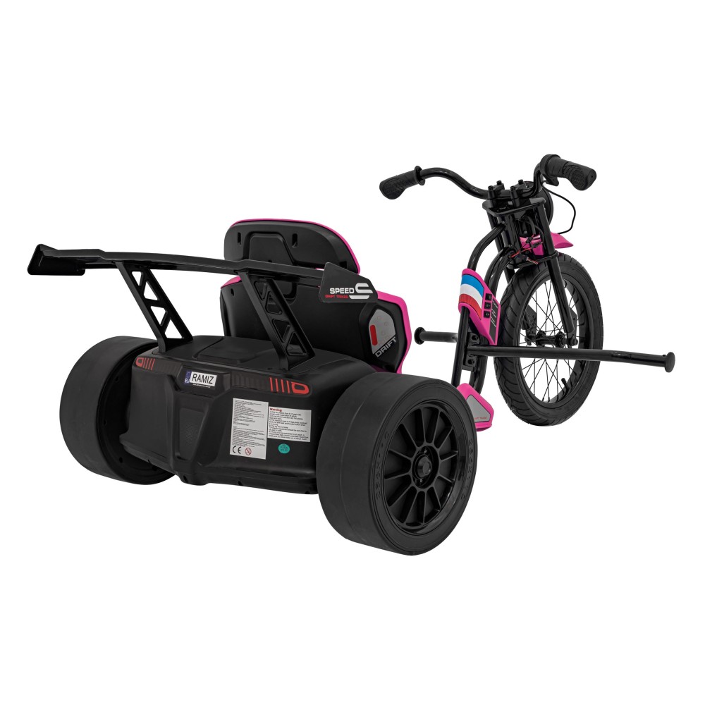JOKO Elektrické Autíčko Motokára BIKE 21 s Funkciou DRIFTU, nafukovacie koleso, nosnosť 70kg, ružové