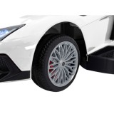 JOKO Detské Odrážadlo Lamborghini Aventador SV s Gumovými kolesami, Svetlom a Zvukom + Riadiaca Rúčka, biele