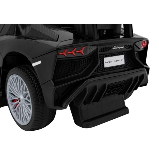 JOKO Detské Odrážadlo Lamborghini Aventador SV s Gumovými kolesami, Svetlom a Zvukom + Riadiaca Rúčka, čierne