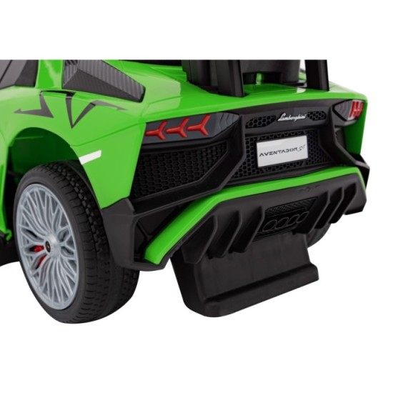 JOKO Detské Odrážadlo Lamborghini Aventador SV s Gumovými kolesami, Svetlom a Zvukom + Riadiaca Rúčka, zelené
