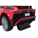 JOKO Detské Odrážadlo Lamborghini Aventador SV s Gumovými kolesami, Svetlom a Zvukom + Riadiaca Rúčka, červené