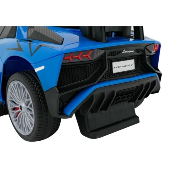 JOKO Detské Odrážadlo Lamborghini Aventador SV s Gumovými kolesami, Svetlom a Zvukom + Riadiaca Rúčka, modré
