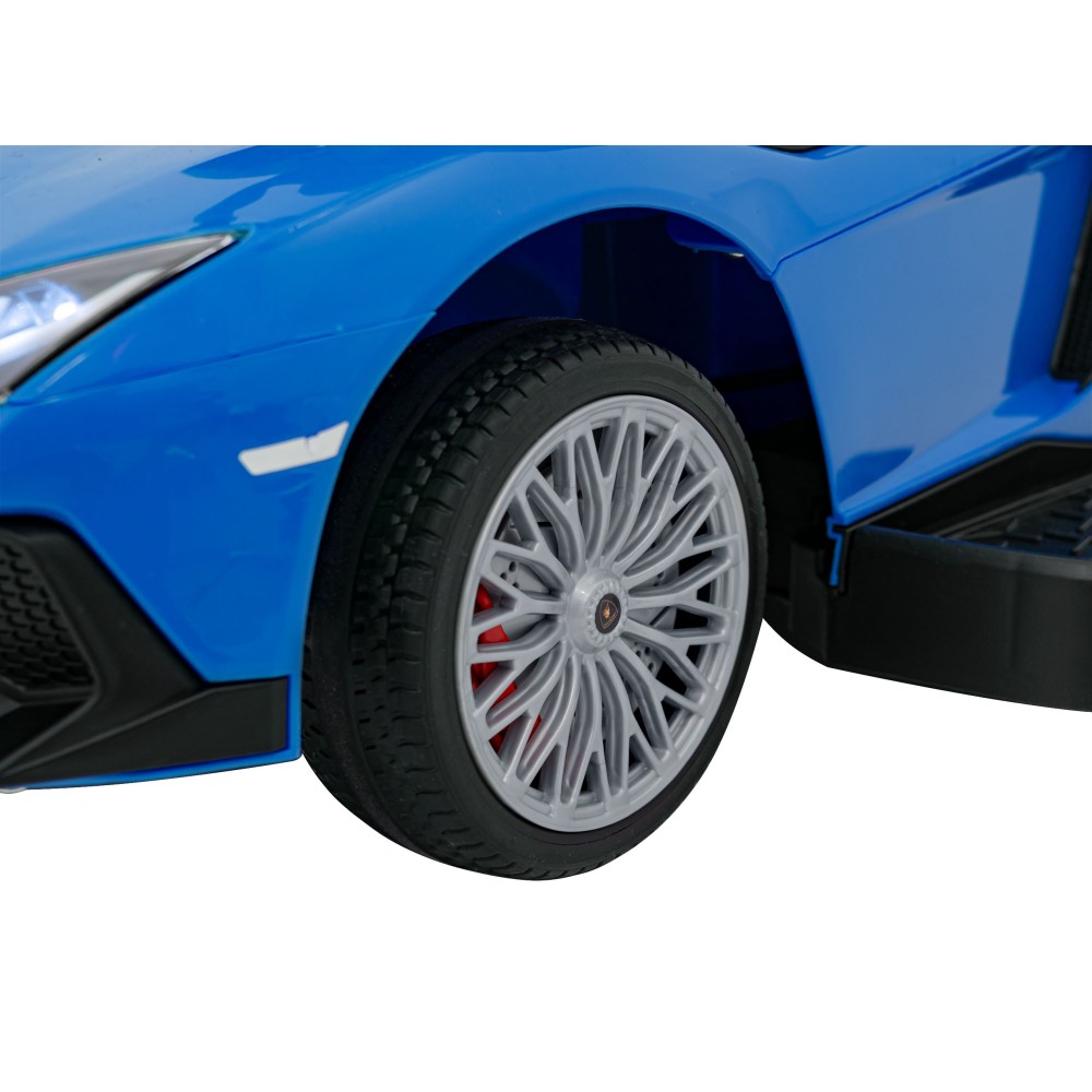JOKO Detské Odrážadlo Lamborghini Aventador SV s Gumovými kolesami, Svetlom a Zvukom + Riadiaca Rúčka, modré