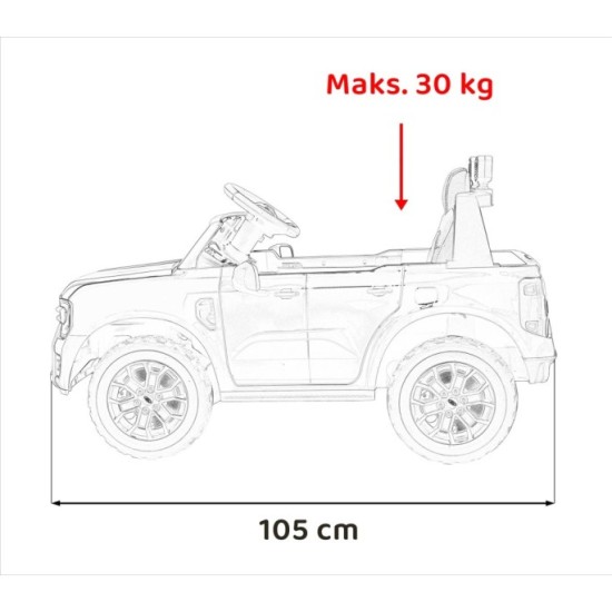 JOKO Elektrické Autíčko Ford Ranger LIFT, penové kolesá, kožené sedadlo, červené
