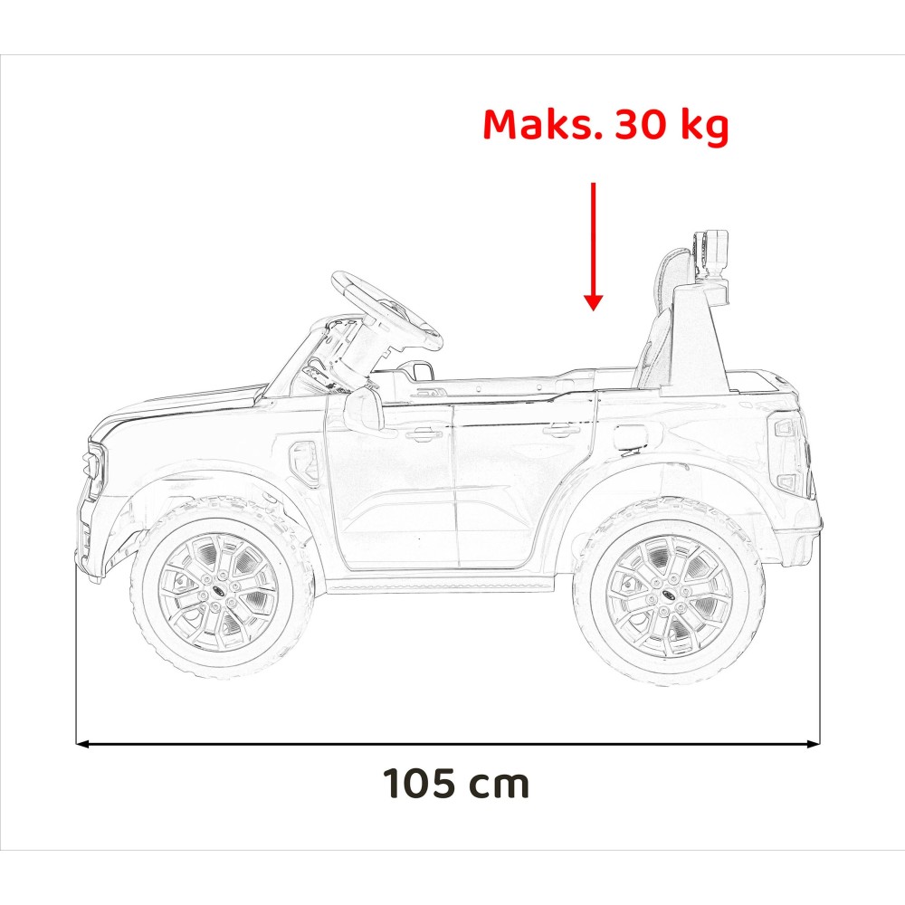JOKO Elektrické Autíčko Ford Ranger LIFT, penové kolesá, kožené sedadlo, červené