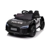 JOKO Elektrické autíčko AUDI R8 Polícia, penové kolesá, kožené sedadlo, čierne