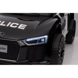 JOKO Elektrické autíčko AUDI R8 Polícia, penové kolesá, kožené sedadlo, čierne