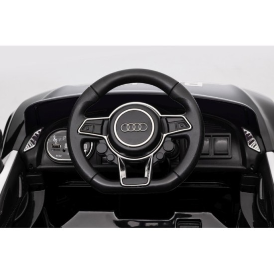 JOKO Elektrické autíčko AUDI R8 Polícia, penové kolesá, kožené sedadlo, čierne
