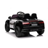 JOKO Elektrické autíčko AUDI R8 Polícia, penové kolesá, kožené sedadlo, čierne