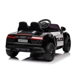 JOKO Elektrické autíčko AUDI R8 Polícia, penové kolesá, kožené sedadlo, čierne