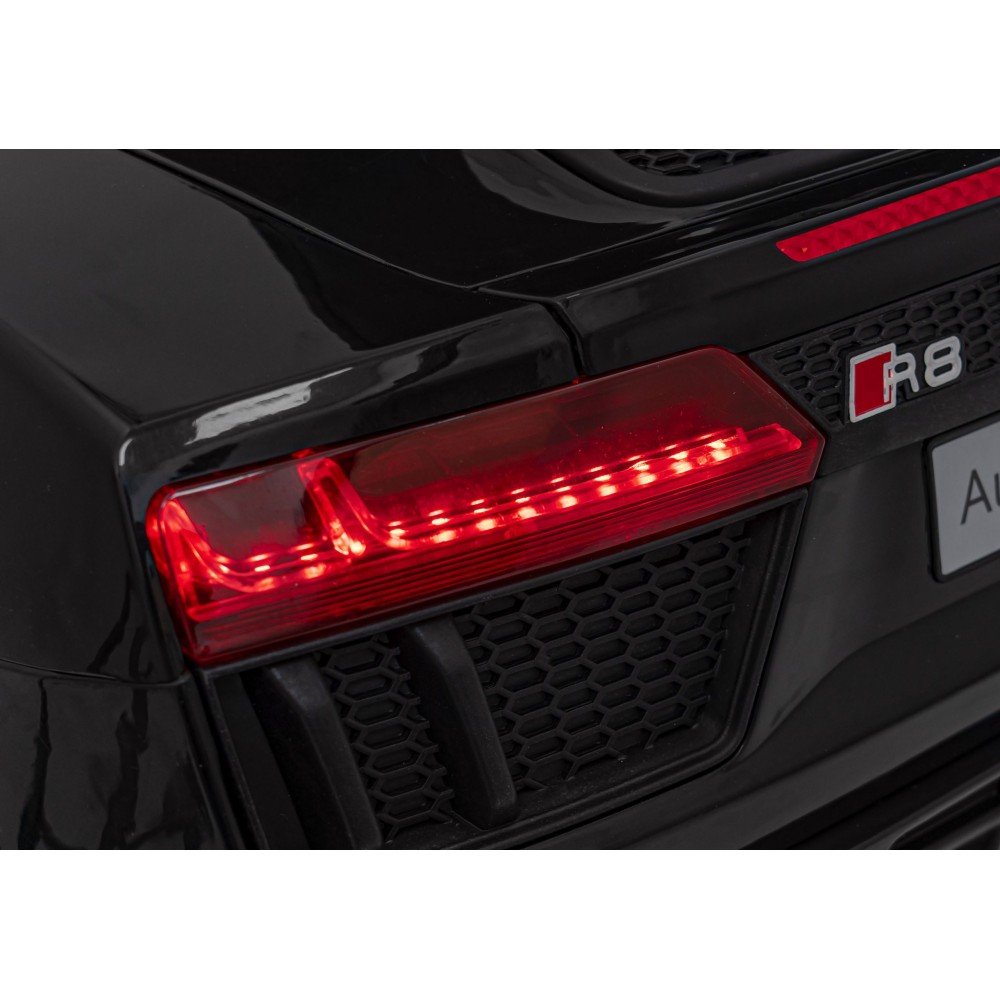 JOKO Elektrické autíčko AUDI R8 Polícia, penové kolesá, kožené sedadlo, čierne