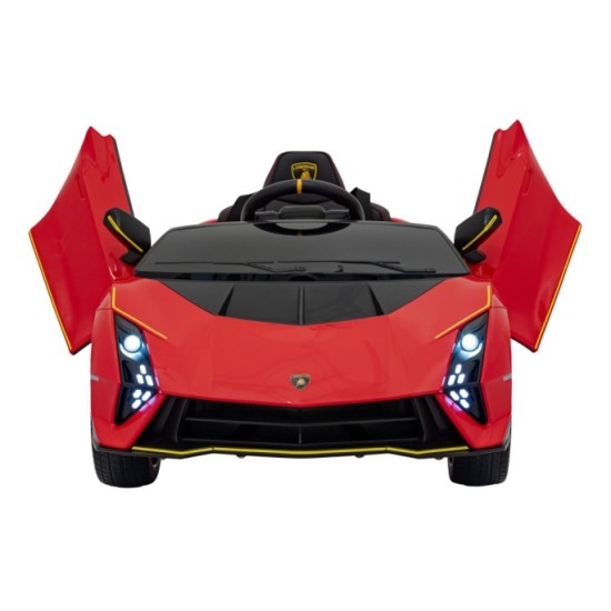 JOKO Elektrické autíčko Lamborghini Invencible 4x4, penové kolesá, kožené sedadlo, červené