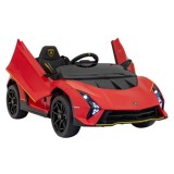 JOKO Elektrické autíčko Lamborghini Invencible 4x4, penové kolesá, kožené sedadlo, červené