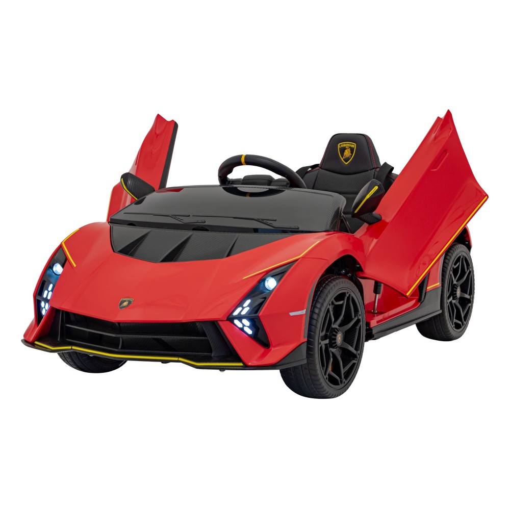 JOKO Elektrické autíčko Lamborghini Invencible 4x4, penové kolesá, kožené sedadlo, červené