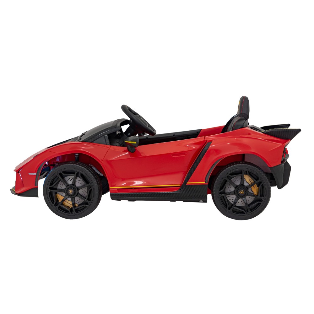 JOKO Elektrické autíčko Lamborghini Invencible 4x4, penové kolesá, kožené sedadlo, červené