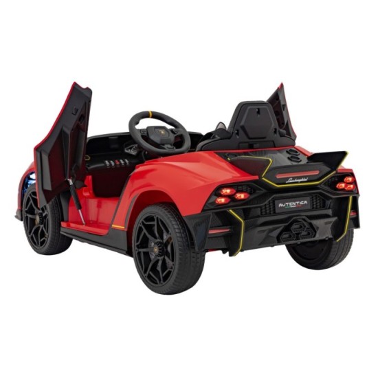 JOKO Elektrické autíčko Lamborghini Invencible 4x4, penové kolesá, kožené sedadlo, červené