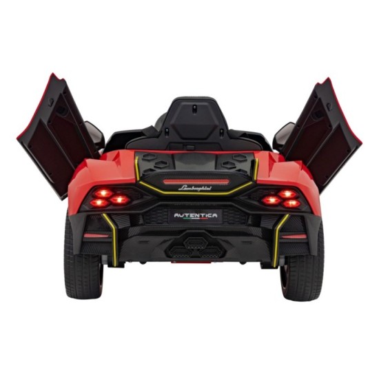 JOKO Elektrické autíčko Lamborghini Invencible 4x4, penové kolesá, kožené sedadlo, červené