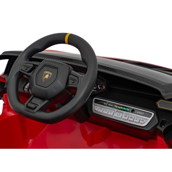 JOKO Elektrické autíčko Lamborghini Invencible 4x4, penové kolesá, kožené sedadlo, červené