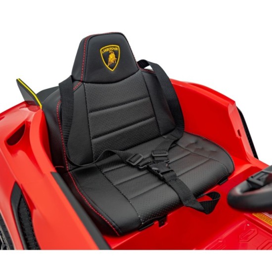JOKO Elektrické autíčko Lamborghini Invencible 4x4, penové kolesá, kožené sedadlo, červené