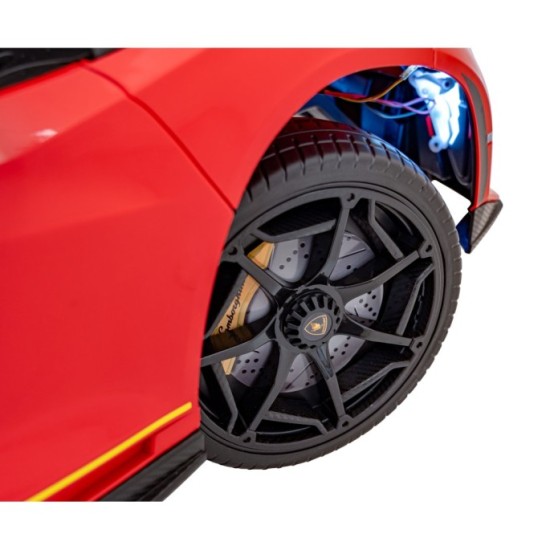 JOKO Elektrické autíčko Lamborghini Invencible 4x4, penové kolesá, kožené sedadlo, červené