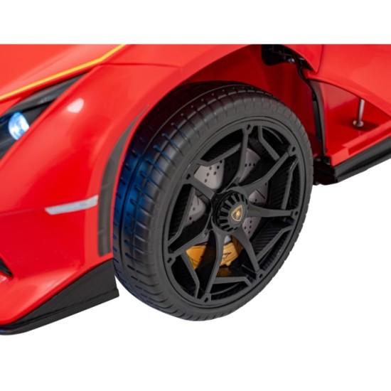 JOKO Elektrické autíčko Lamborghini Invencible 4x4, penové kolesá, kožené sedadlo, červené