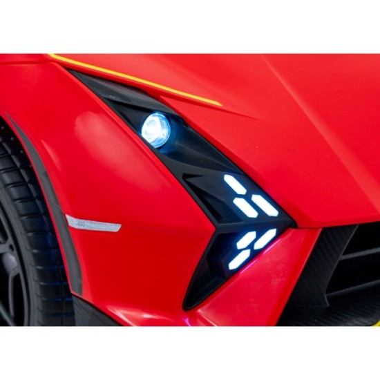 JOKO Elektrické autíčko Lamborghini Invencible 4x4, penové kolesá, kožené sedadlo, červené