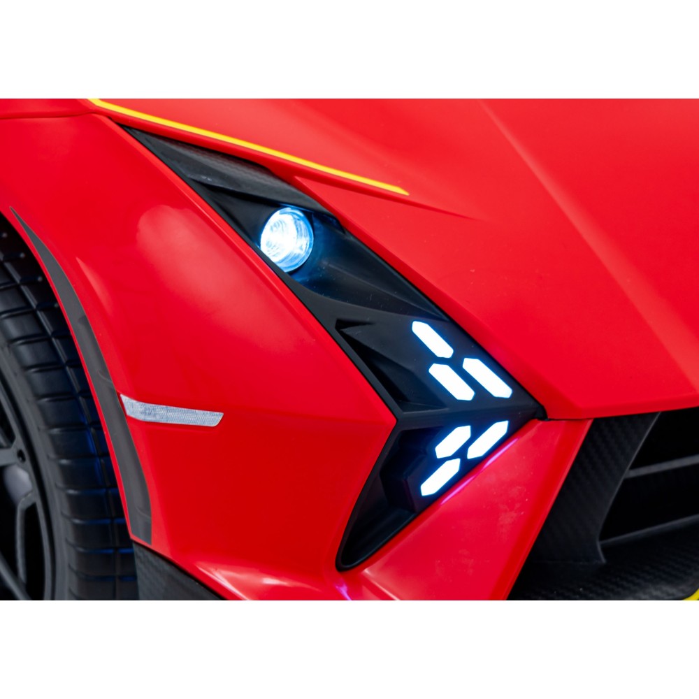 JOKO Elektrické autíčko Lamborghini Invencible 4x4, penové kolesá, kožené sedadlo, červené
