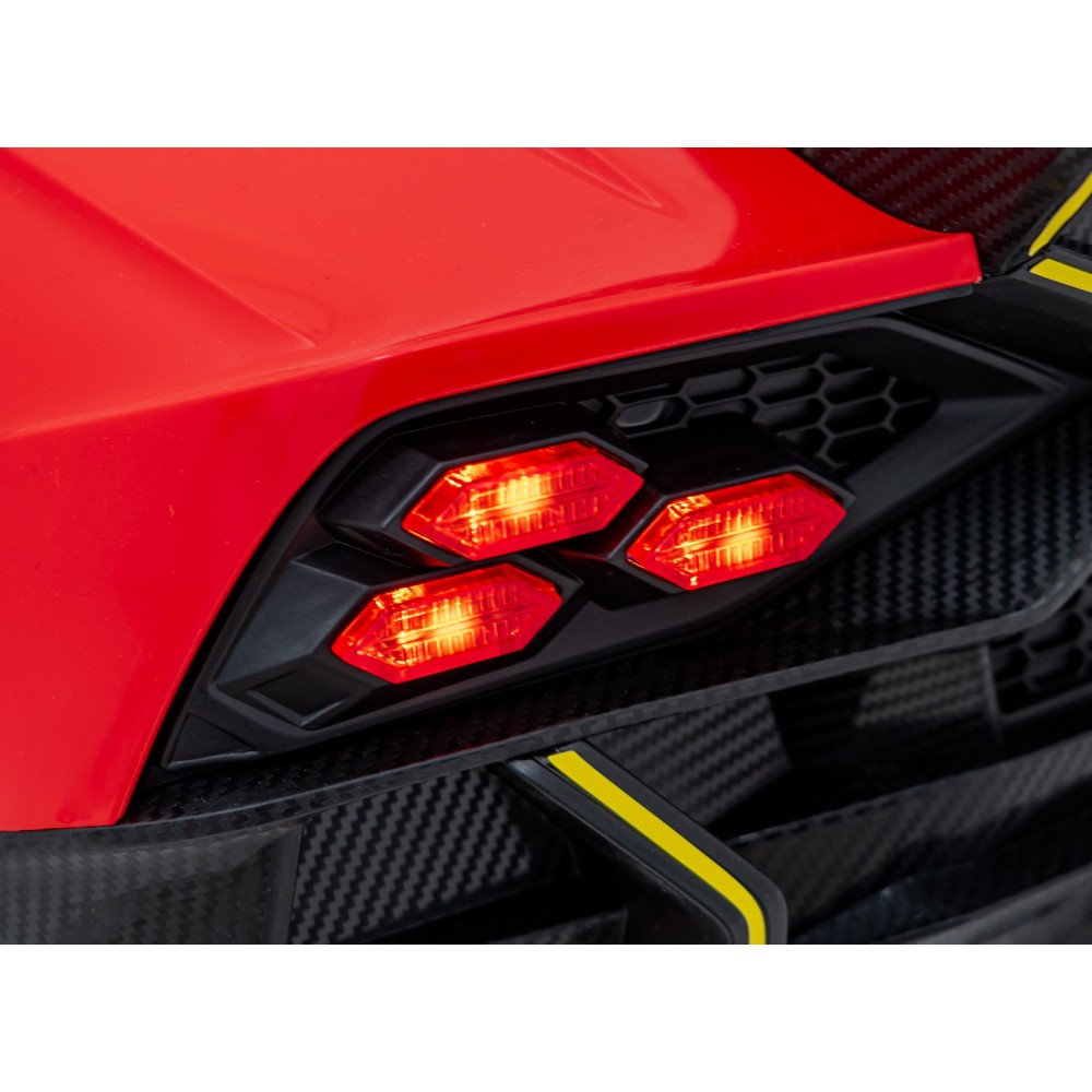 JOKO Elektrické autíčko Lamborghini Invencible 4x4, penové kolesá, kožené sedadlo, červené