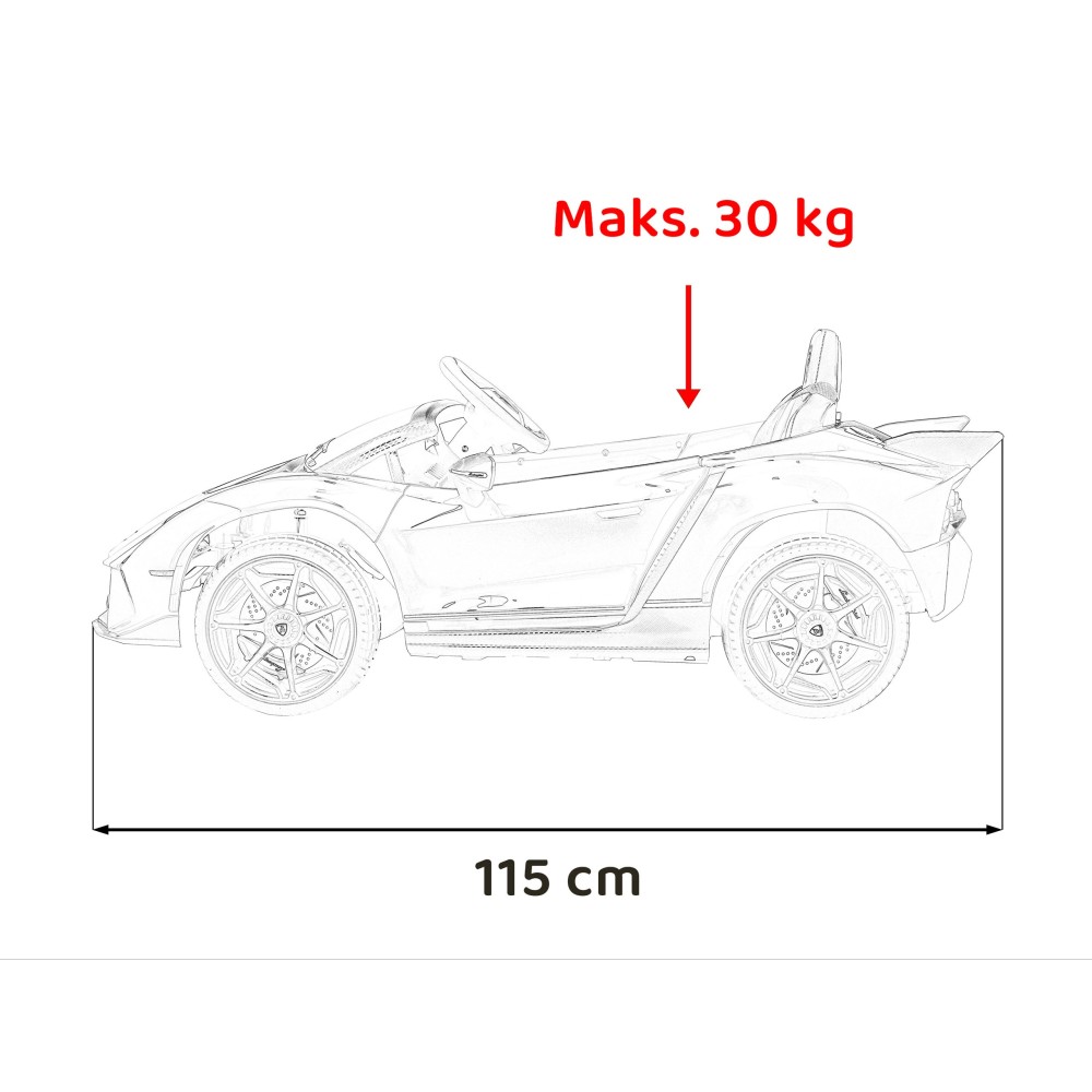 JOKO Elektrické autíčko Lamborghini Invencible 4x4, penové kolesá, kožené sedadlo, červené