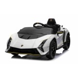 JOKO Elektrické autíčko Lamborghini Invencible 4x4, penové kolesá, kožené sedadlo, biele