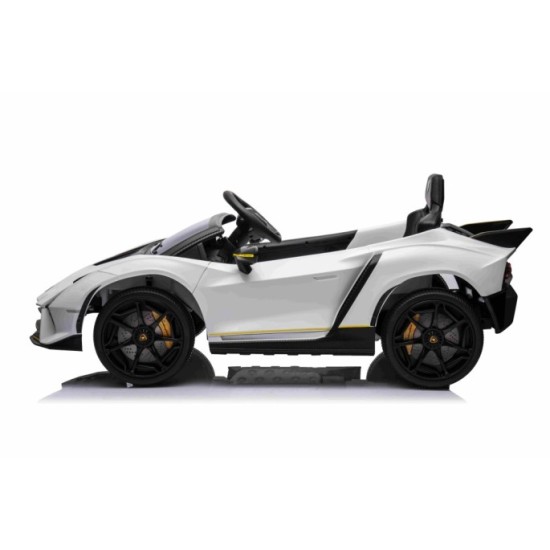 JOKO Elektrické autíčko Lamborghini Invencible 4x4, penové kolesá, kožené sedadlo, biele