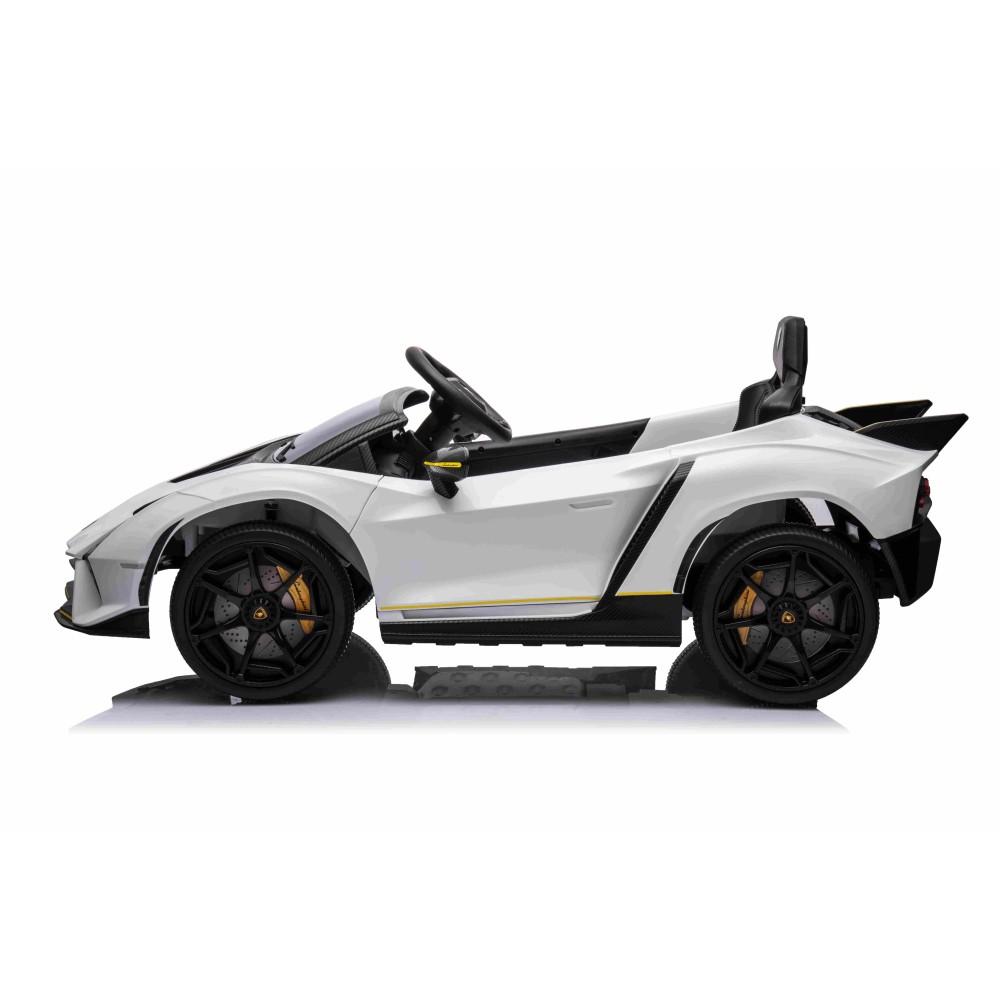 JOKO Elektrické autíčko Lamborghini Invencible 4x4, penové kolesá, kožené sedadlo, biele