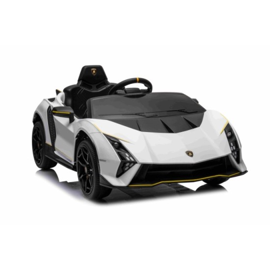 JOKO Elektrické autíčko Lamborghini Invencible 4x4, penové kolesá, kožené sedadlo, biele