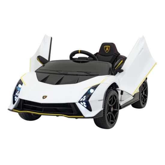 JOKO Elektrické autíčko Lamborghini Invencible 4x4, penové kolesá, kožené sedadlo, biele