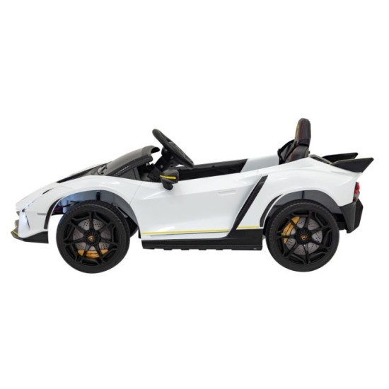 JOKO Elektrické autíčko Lamborghini Invencible 4x4, penové kolesá, kožené sedadlo, biele