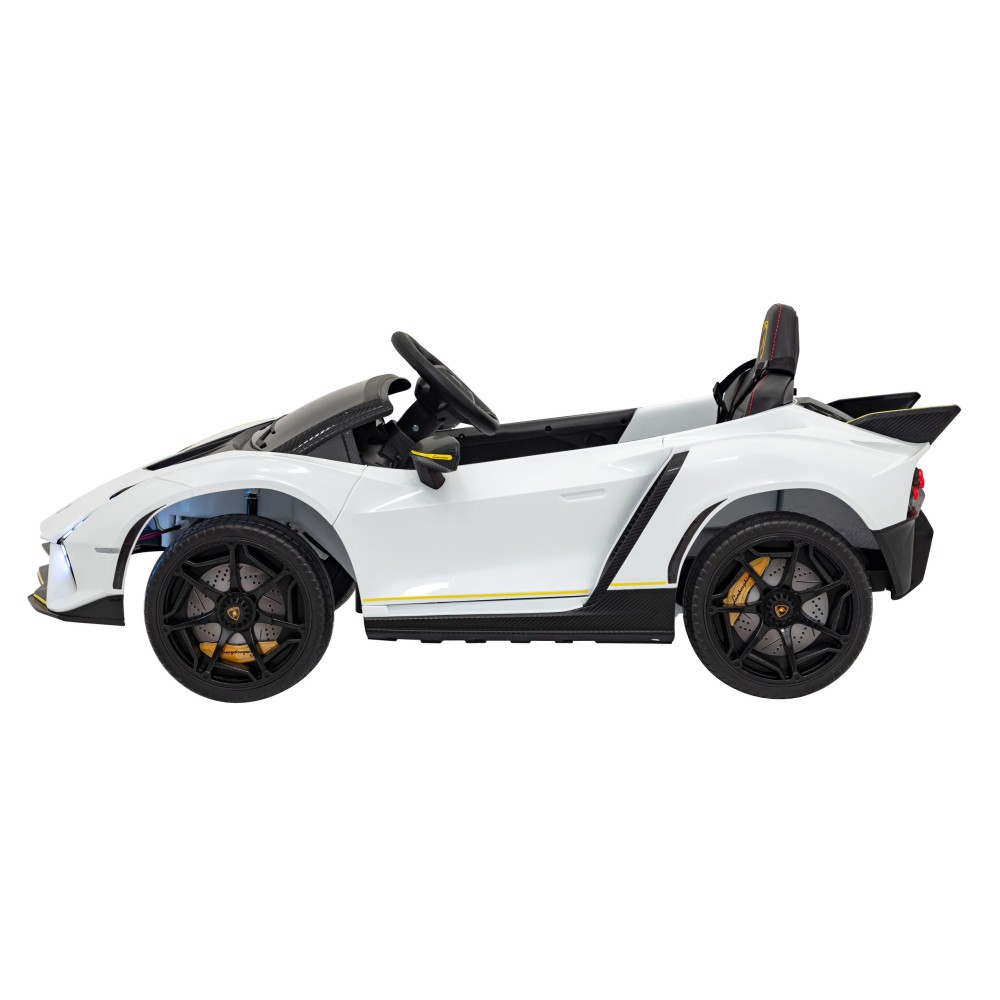 JOKO Elektrické autíčko Lamborghini Invencible 4x4, penové kolesá, kožené sedadlo, biele