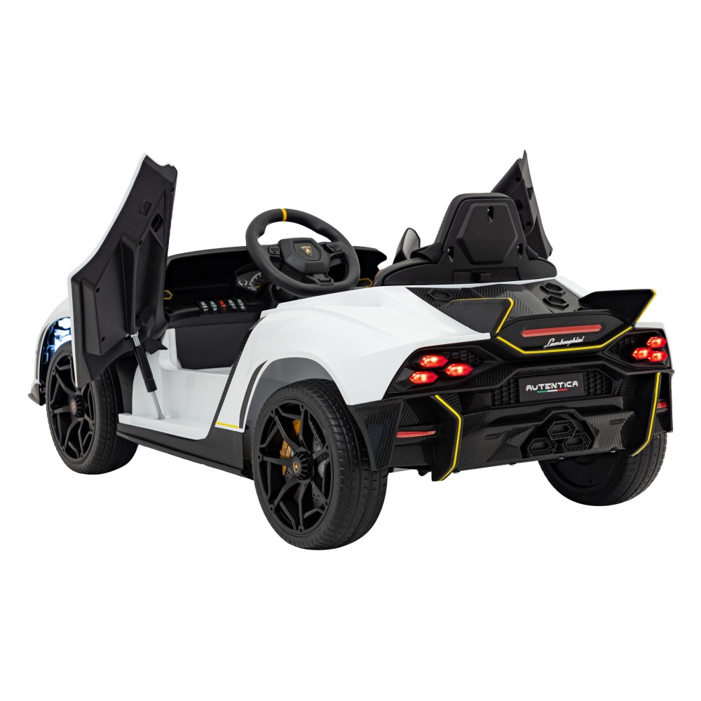 JOKO Elektrické autíčko Lamborghini Invencible 4x4, penové kolesá, kožené sedadlo, biele