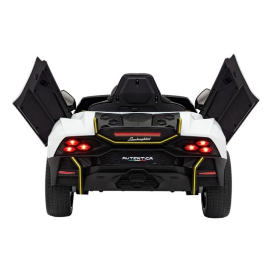 JOKO Elektrické autíčko Lamborghini Invencible 4x4, penové kolesá, kožené sedadlo, biele