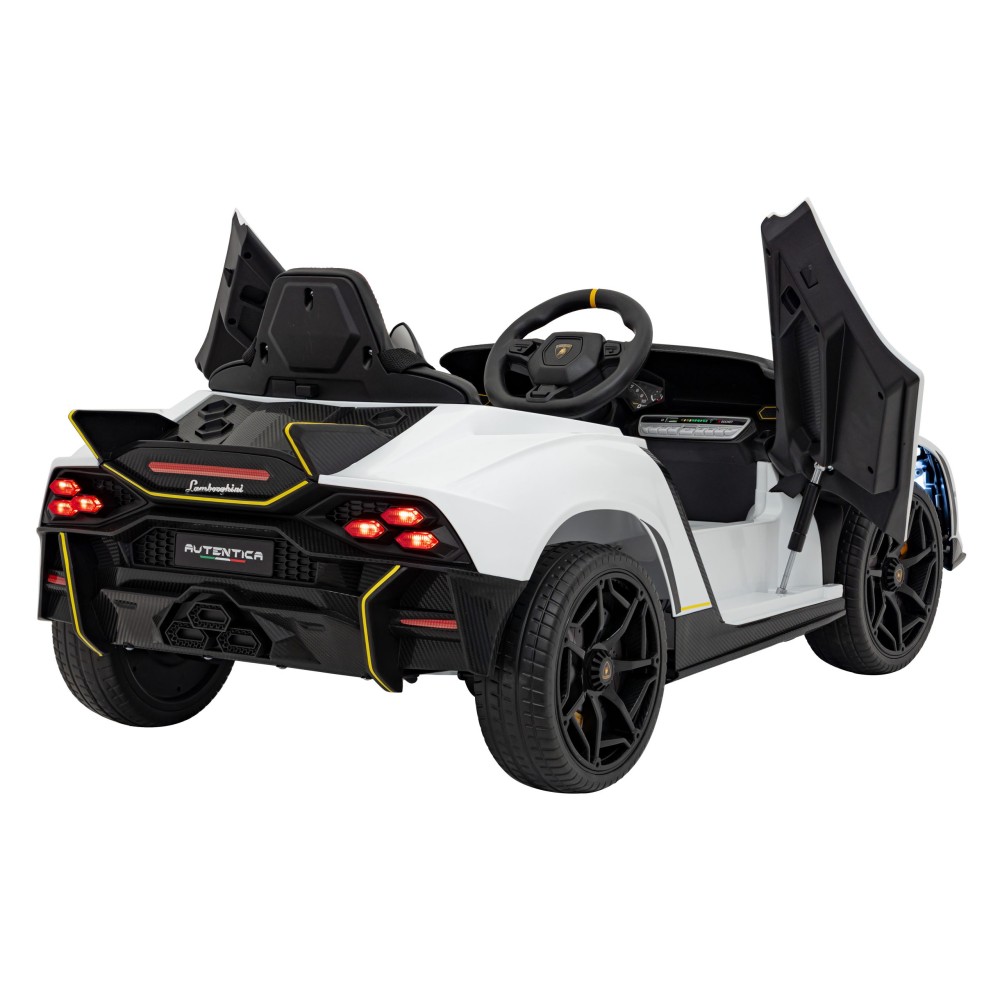 JOKO Elektrické autíčko Lamborghini Invencible 4x4, penové kolesá, kožené sedadlo, biele