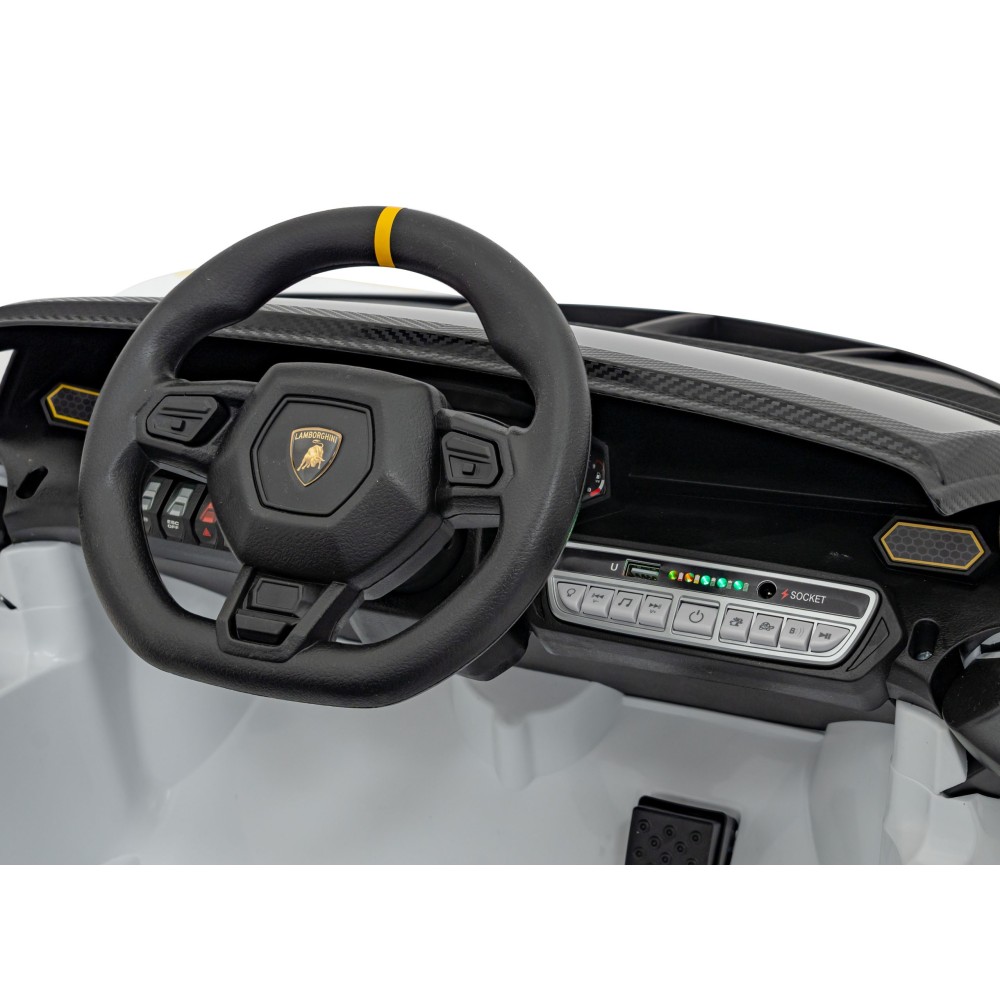 JOKO Elektrické autíčko Lamborghini Invencible 4x4, penové kolesá, kožené sedadlo, biele