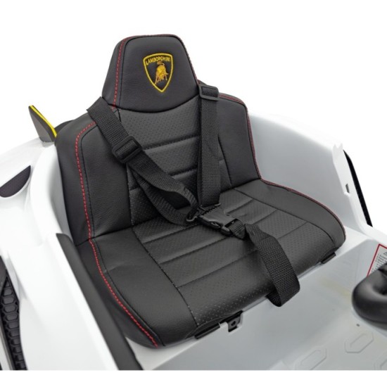 JOKO Elektrické autíčko Lamborghini Invencible 4x4, penové kolesá, kožené sedadlo, biele