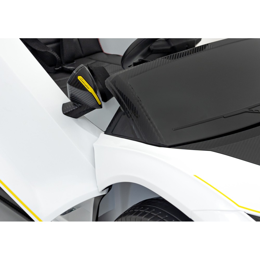 JOKO Elektrické autíčko Lamborghini Invencible 4x4, penové kolesá, kožené sedadlo, biele