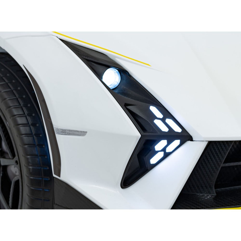 JOKO Elektrické autíčko Lamborghini Invencible 4x4, penové kolesá, kožené sedadlo, biele