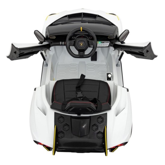 JOKO Elektrické autíčko Lamborghini Invencible 4x4, penové kolesá, kožené sedadlo, biele