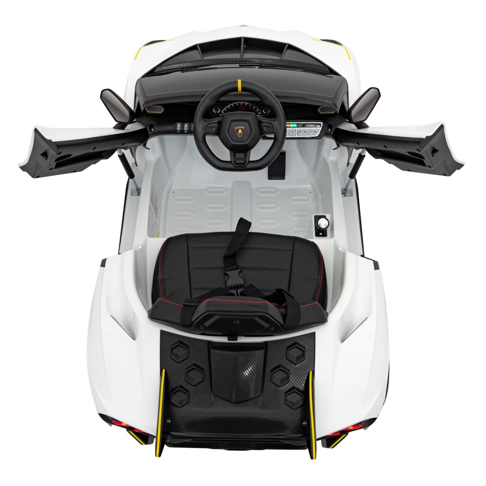 JOKO Elektrické autíčko Lamborghini Invencible 4x4, penové kolesá, kožené sedadlo, biele