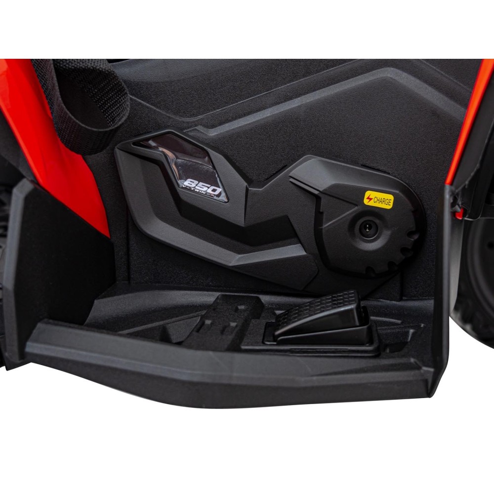 JOKO Elektrická Štvorkolka Maverick ATV 2x200W 24V, kožené sedadlo, penové kolesá, FM rádio, červená